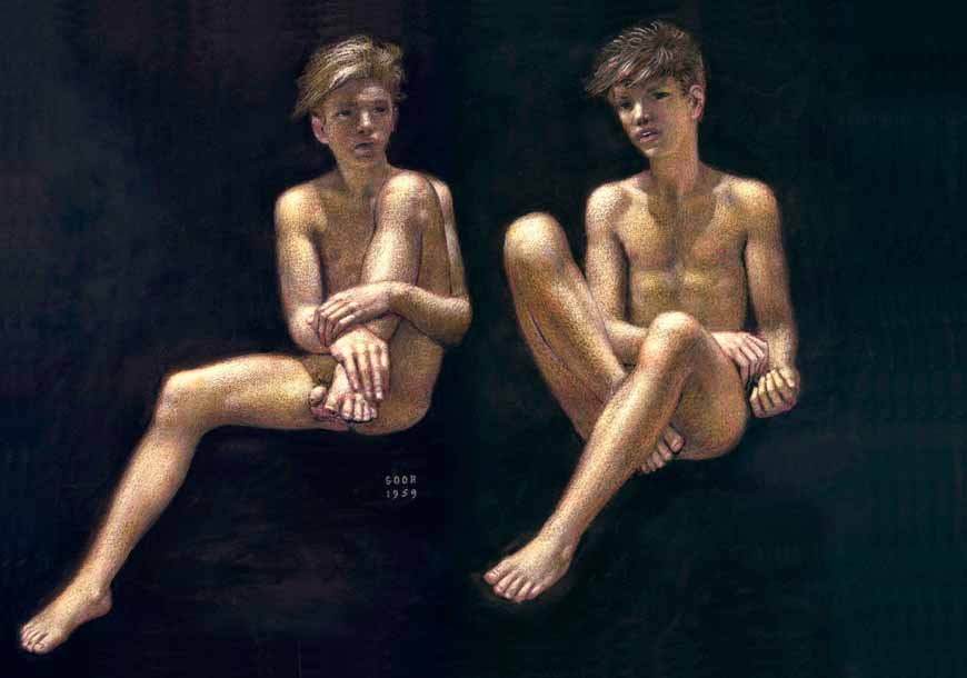 Deux adolescents nus assis (Два голых сидящих подростка), 1959