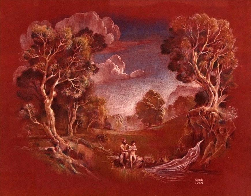 Two nude figures in an Ambrosial landscape (Две обнаженные фигуры в пейзаже Амброзии), 1954