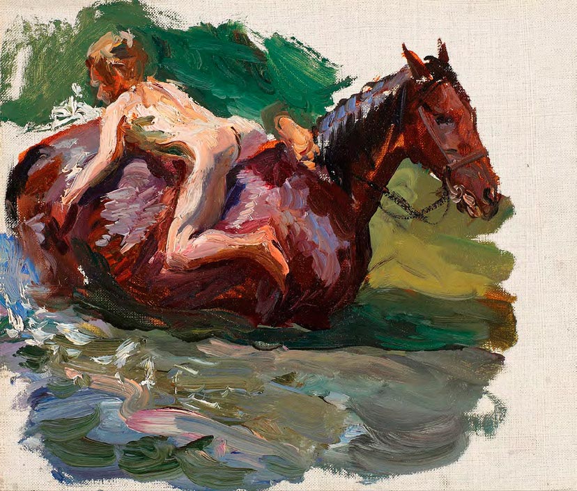 Этюд к картине «Купание коней». Купающие лошадей №01 (Study for the painting 'Bathing horses'. Bathing horses #01), 1937–1938