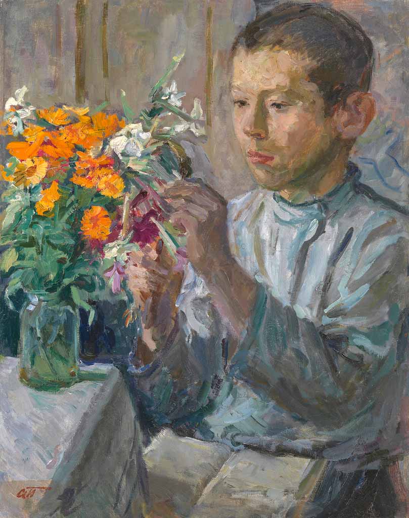 Уpoки бoтaники. Пopтpeт cынa художника (Botanical Lessons. Portrait of the artist's son), 1943-1944